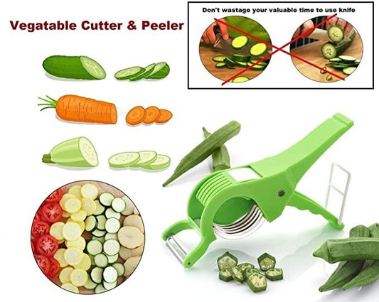 2-in-1 Veg Cutter & Peeler – 5 Blade, Stainless Steel